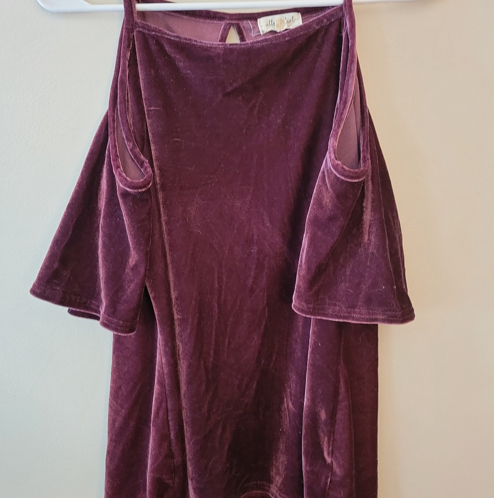 Velvet Cold Shoulder Top